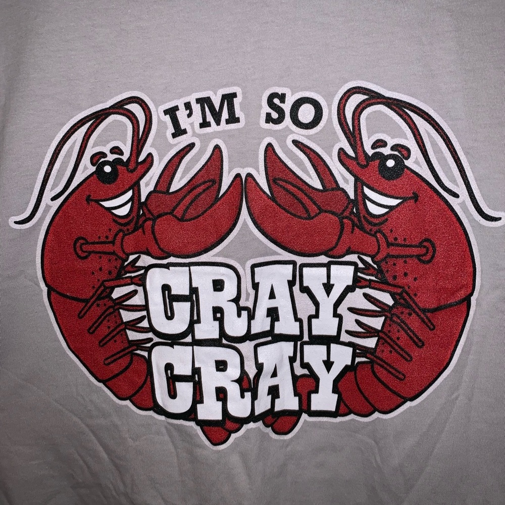 NWOT Gray Women’s XL T-shirt “Cray Cray” Crawdads